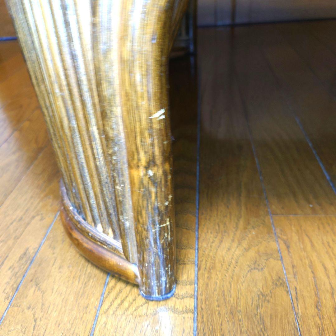 ラタン　籐　座卓　80X80 センターテーブル　ガラス天板　こたつ　ヴィンテージ