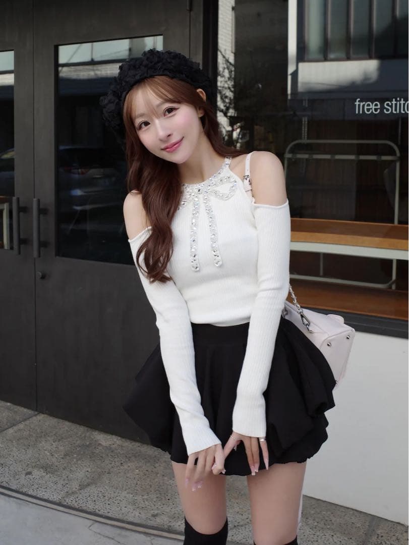 新品タグ付 フリー ブラック ボリュームバルーンミニスカート ダーリッチ