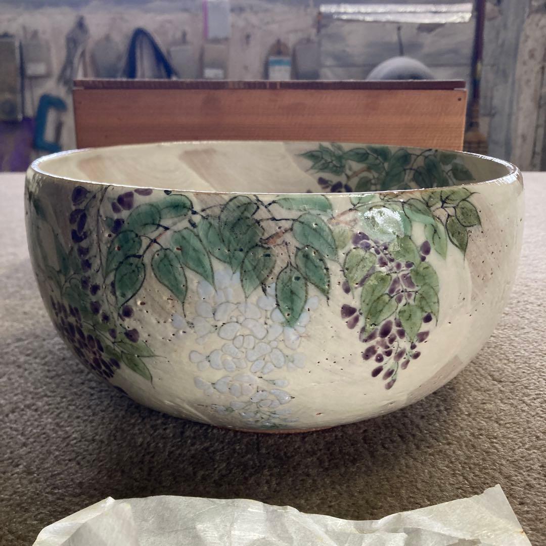 d*7様 美品 京焼 陶葊 陶あん 土淵善丕 御鉢 大鉢 共箱付き 花柄