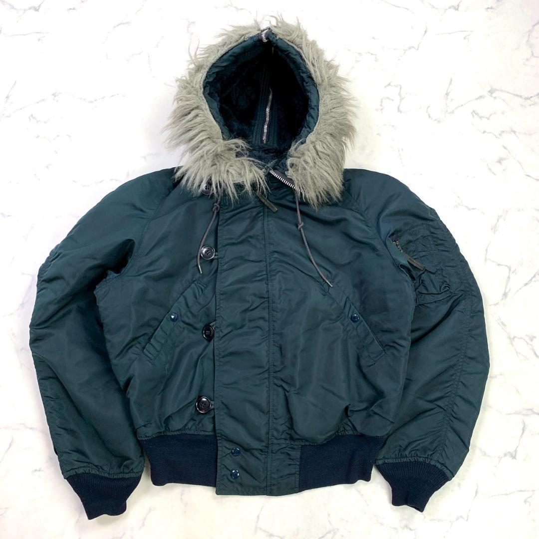 希少色ネイビー★ 80s 旧タグ USA製 ALPHA N-2B M　C977