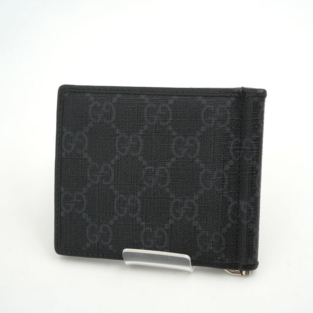 ✨極上美品✨　グッチ　マネークリップ　シマライン　GG PVC 黒　ブラック