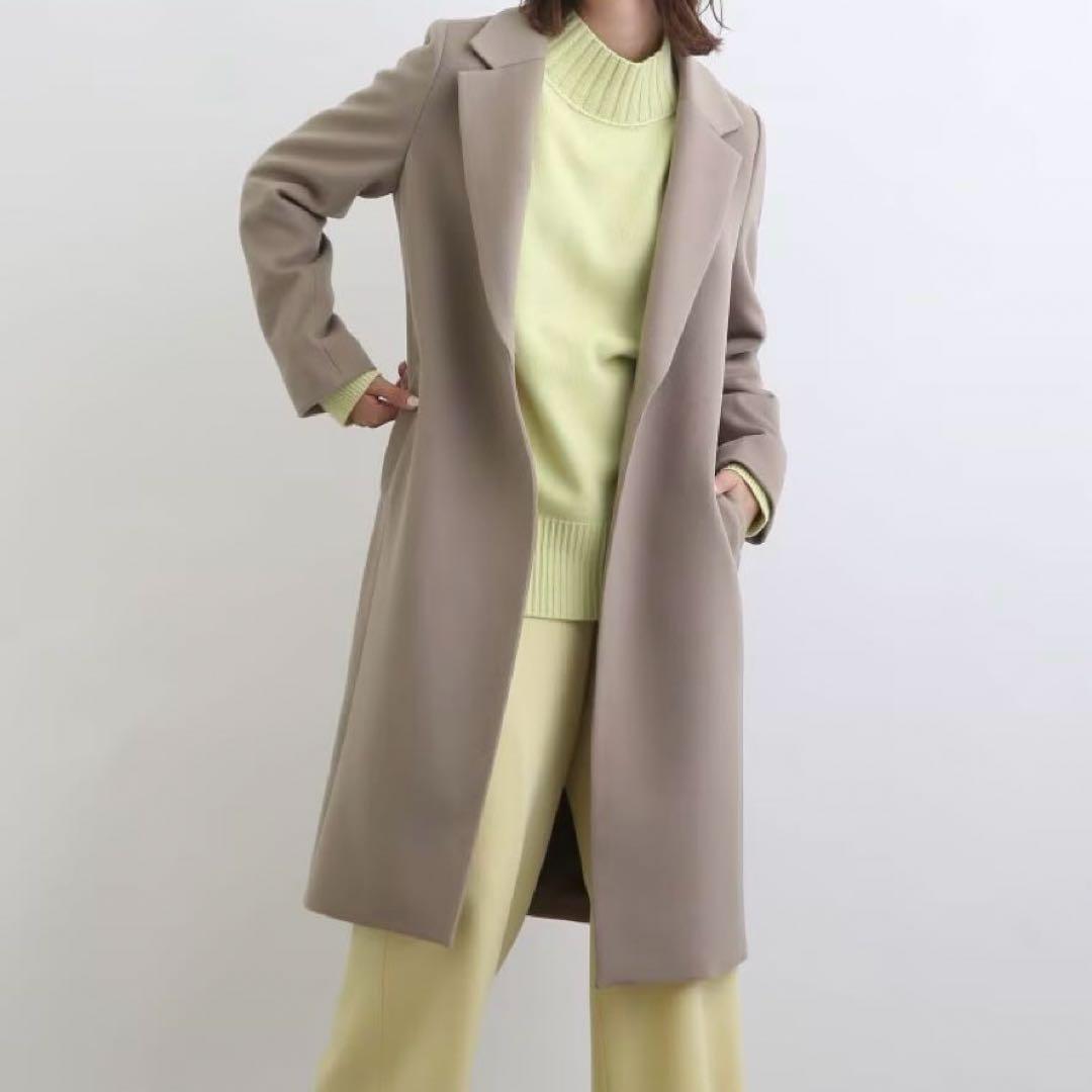 【新品タグ付き】INDIVI ウール100%チェスターコート ロング 15号