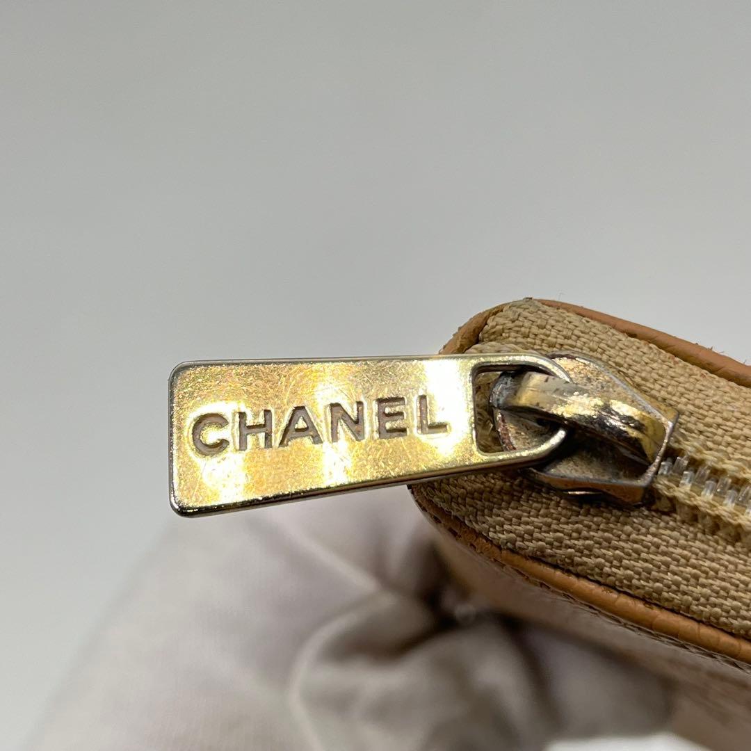 CHANEL 長財布 ラウンドファスナー ココマーク キャビアスキン ベージュ