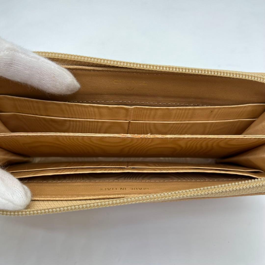 CHANEL 長財布 ラウンドファスナー ココマーク キャビアスキン ベージュ