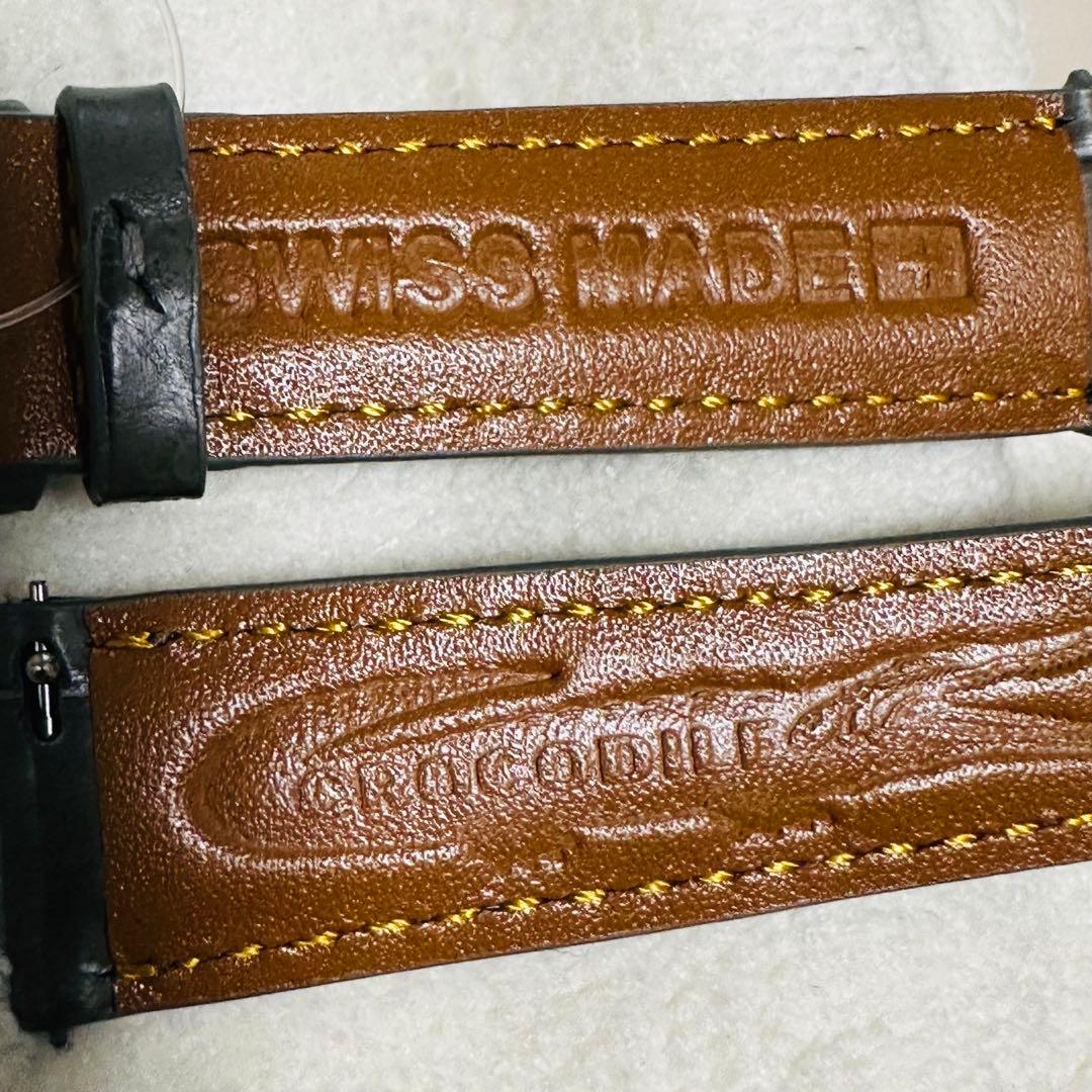 1017#18mm-16mmアッシュグレー★スイス製★本物クロコダイルベルト