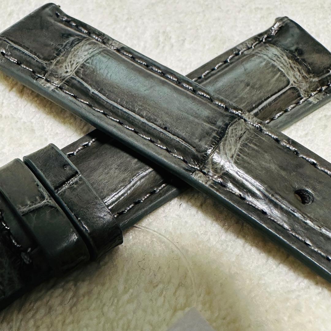 1017#18mm-16mmアッシュグレー★スイス製★本物クロコダイルベルト