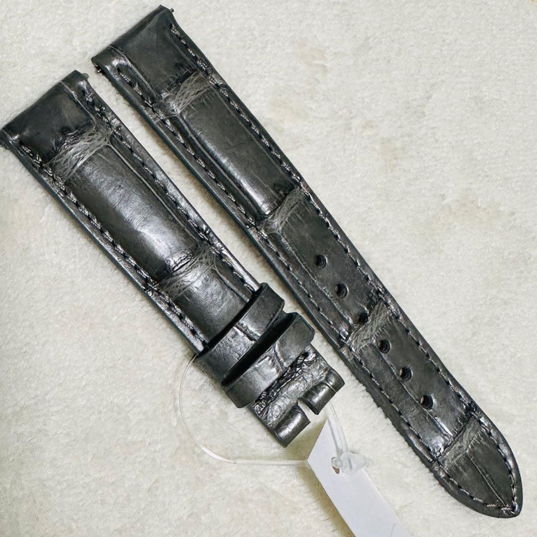 1017#18mm-16mmアッシュグレー★スイス製★本物クロコダイルベルト