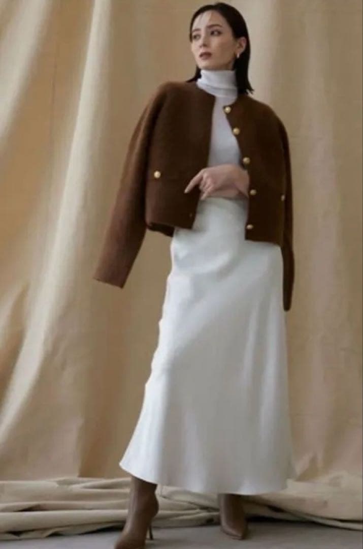 anuans キャメル　ニットジャケット