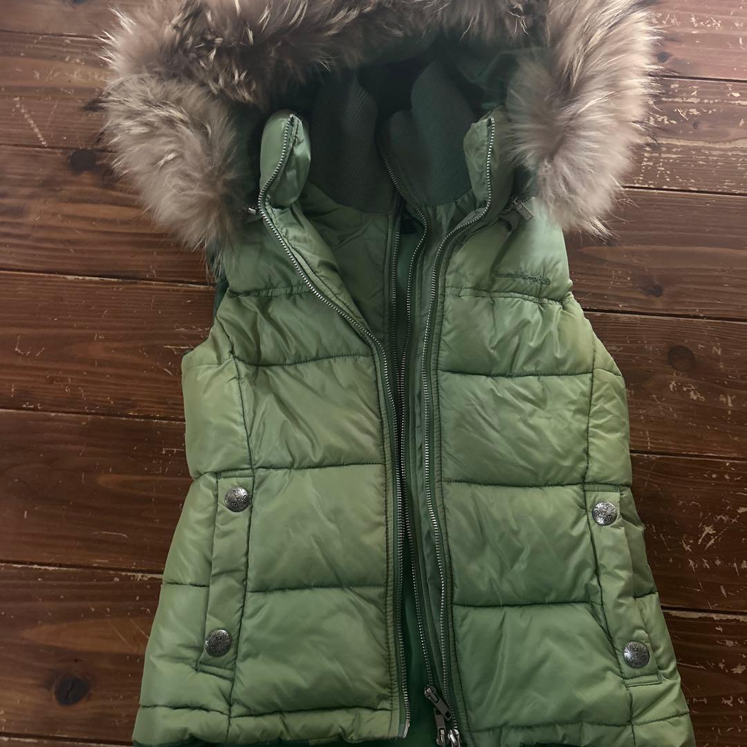 ミントグリーン ファーダウンベスト y2k 平成ギャル