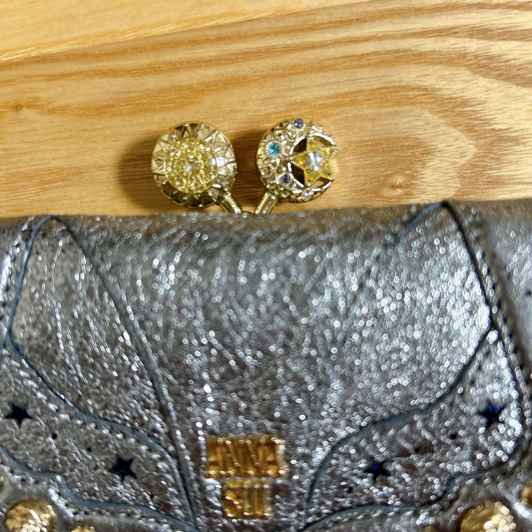 【最終価格】ANNA SUI 財布 ソルーナ 星 月 銀 がま口 三つ折り