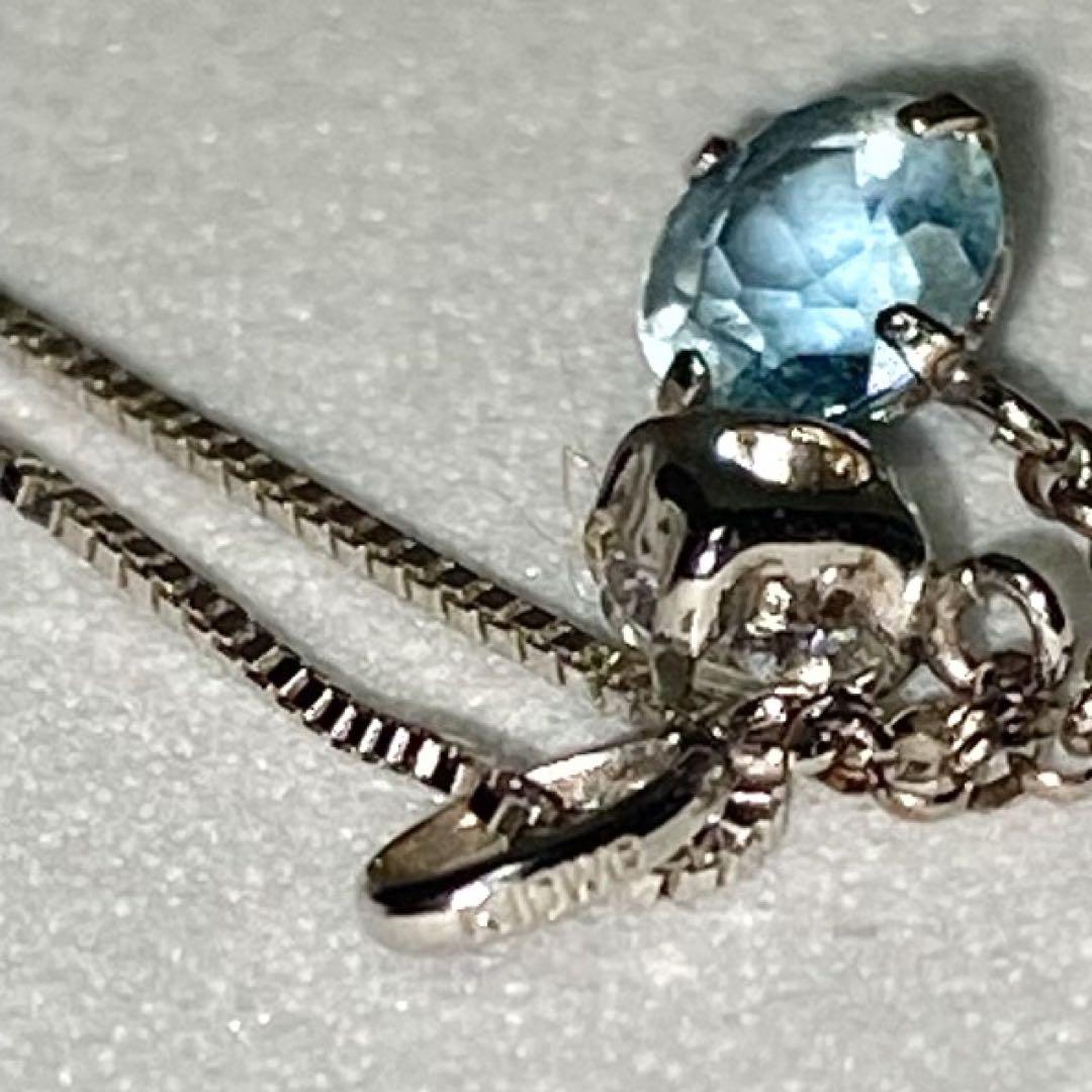 K14WG ホワイトゴールド ネックレス ブルートパーズ（トップK10）/601