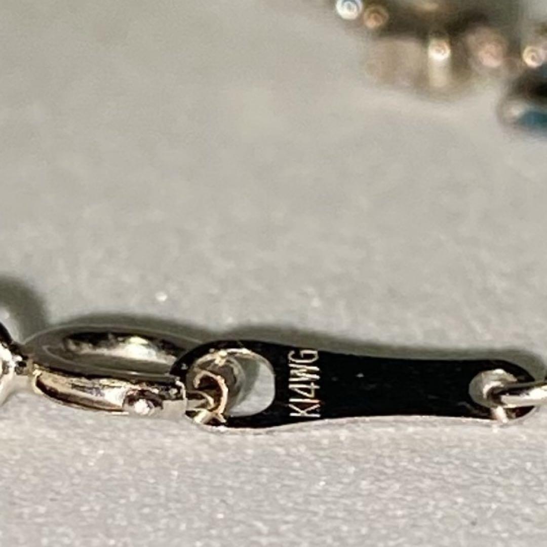 K14WG ホワイトゴールド ネックレス ブルートパーズ（トップK10）/601