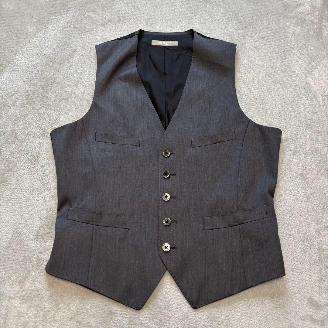 未使用に近い✨ナノユニバース 3ピース セットアップスーツ 2B シルク 48