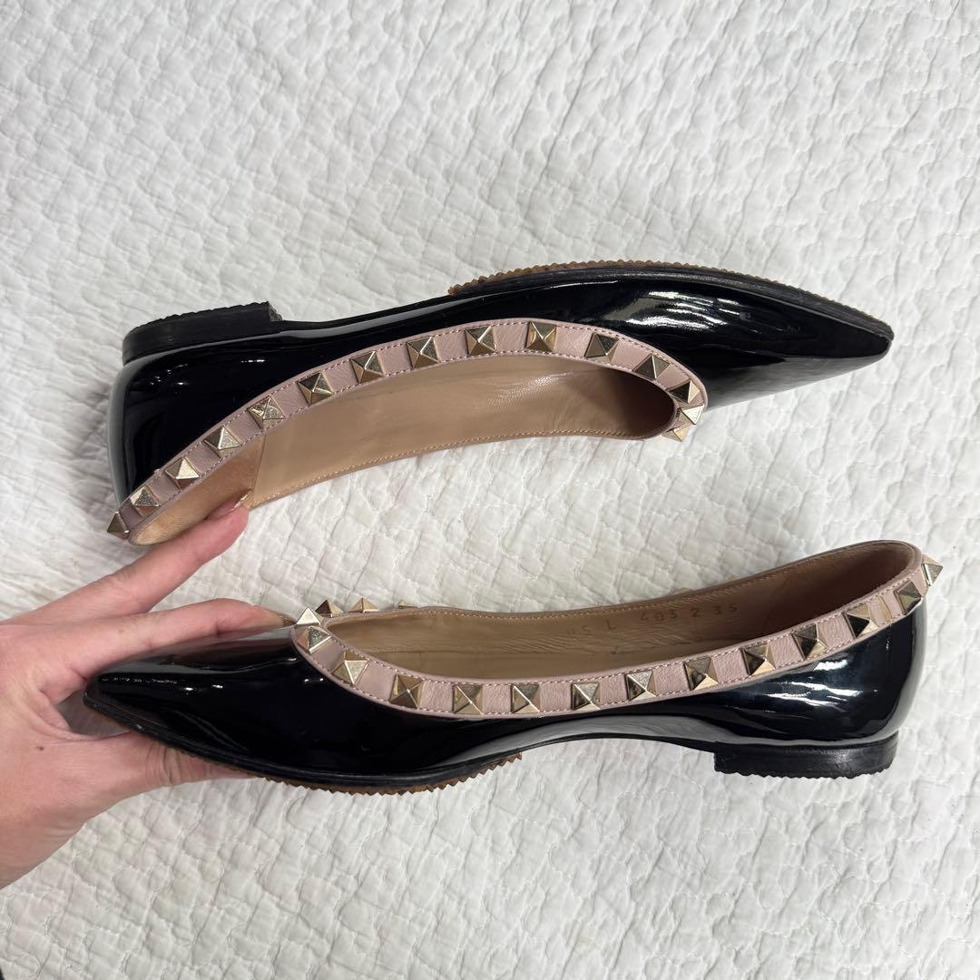 VALENTINO GARAVANI ロックスタッズフラットシューズ 黒