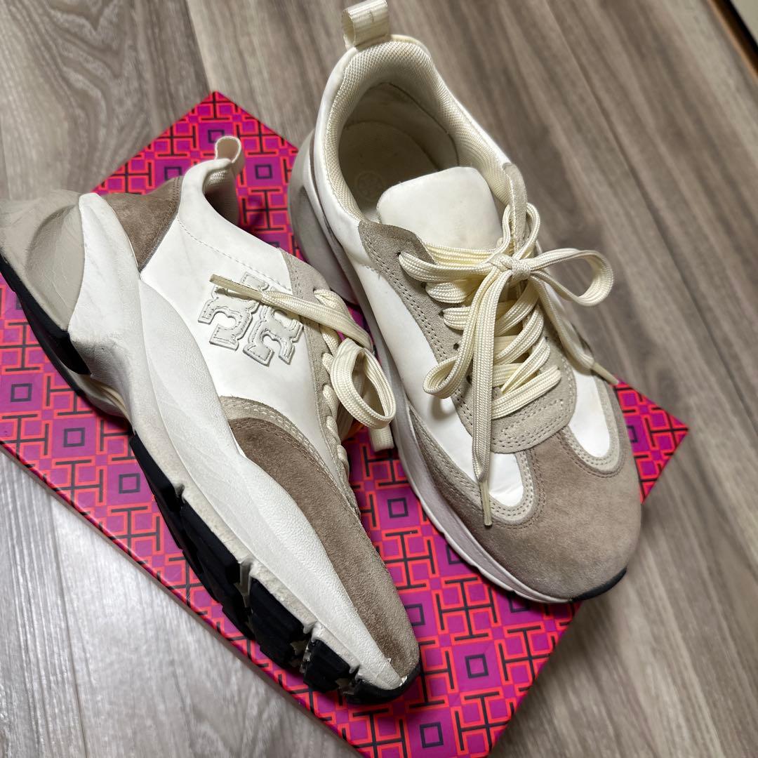 ホワイト/ベージュ スエードスニーカー