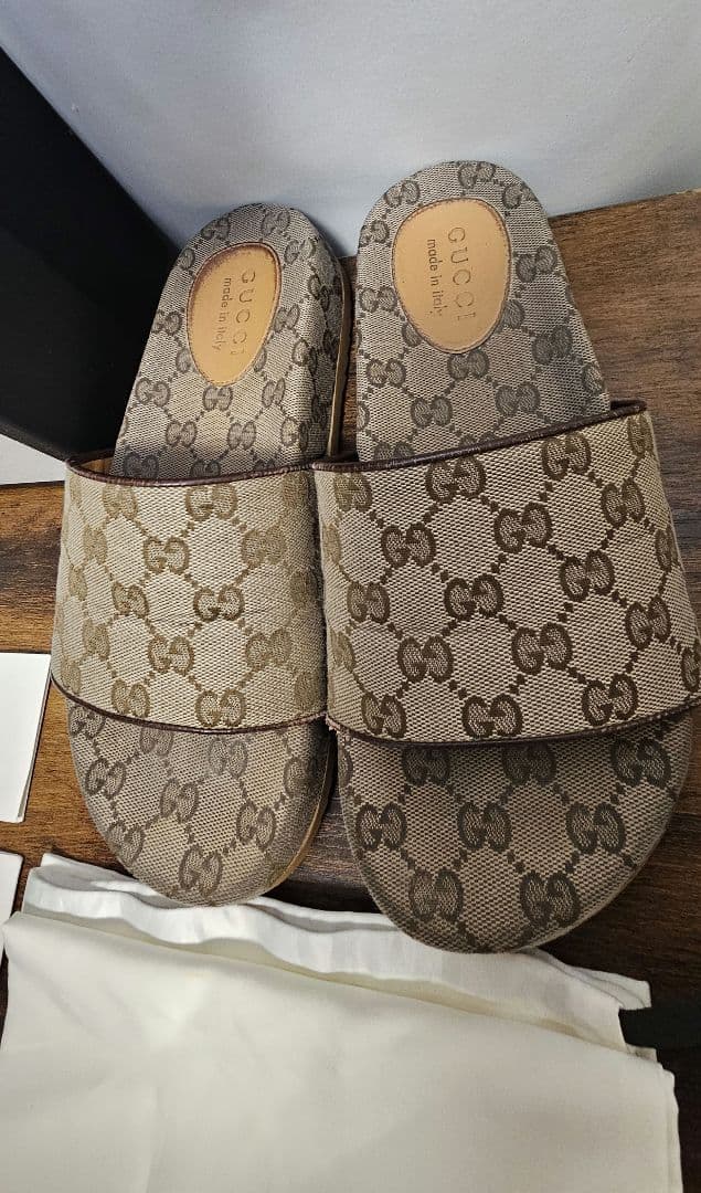 GUCCI グッチ　厚底　サンダル　エボニー　GG柄　キャンバス　メンズ　極美品