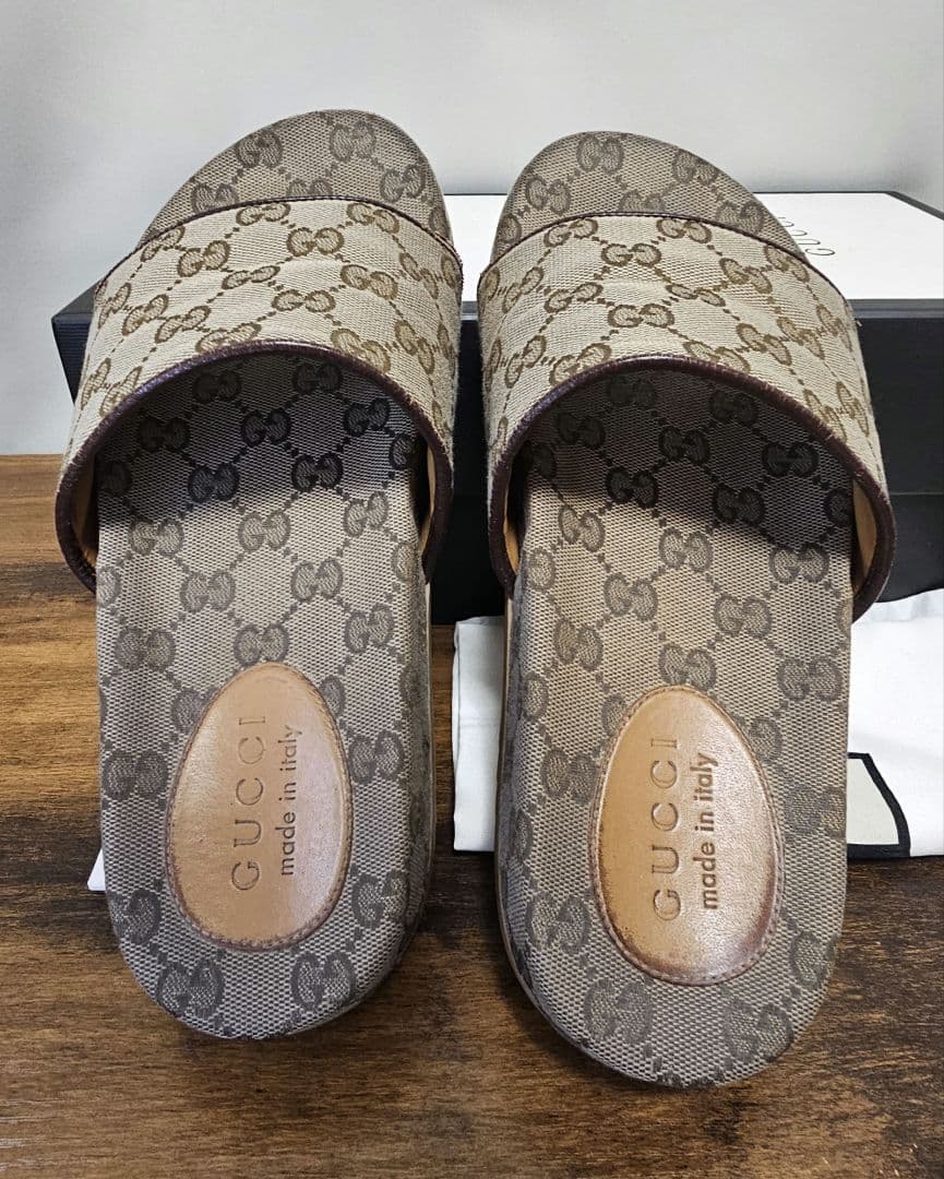 GUCCI グッチ　厚底　サンダル　エボニー　GG柄　キャンバス　メンズ　極美品