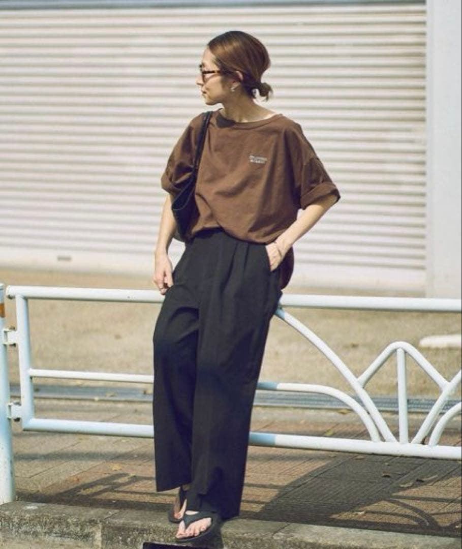 FRAMeWORK haru コラボ　ロゴTEE ブラウン