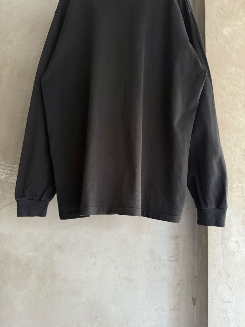 トップス AURALEE LUSTER PLAITING L/S TEE BLACK