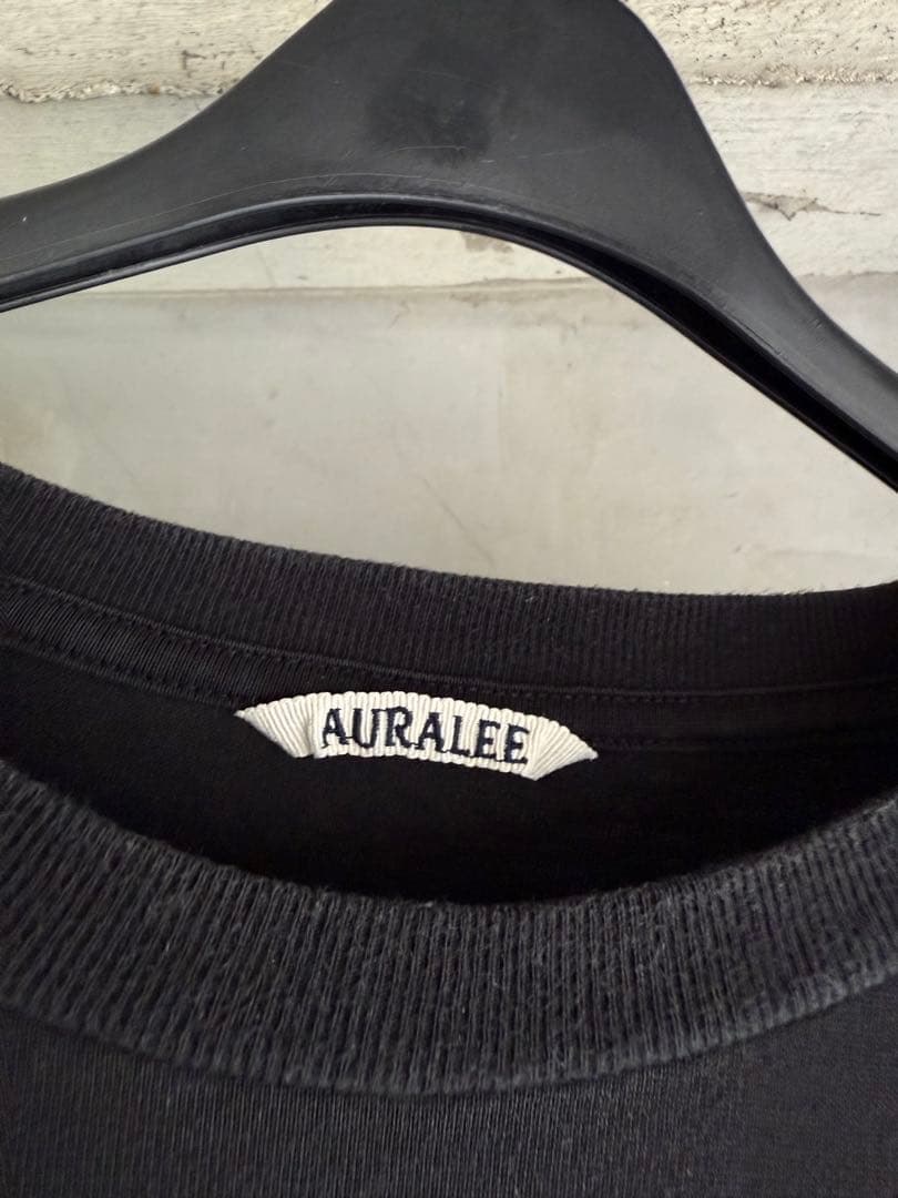 トップス AURALEE LUSTER PLAITING L/S TEE BLACK