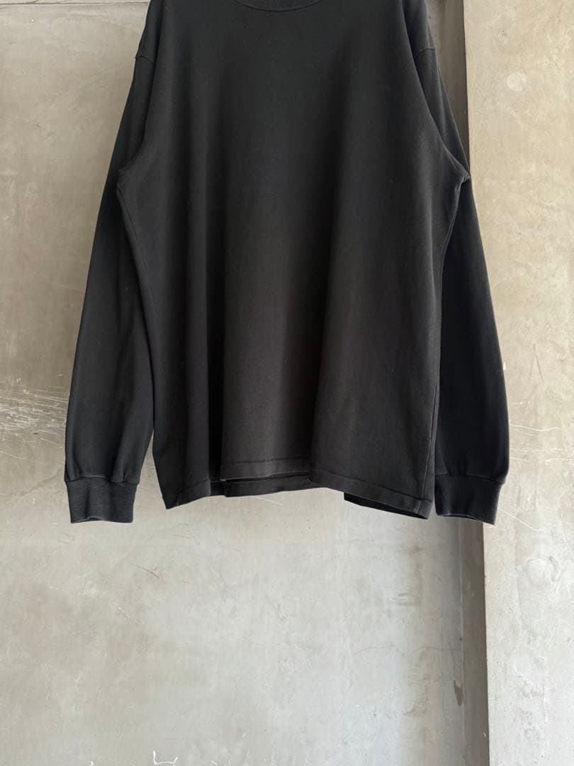 トップス AURALEE LUSTER PLAITING L/S TEE BLACK