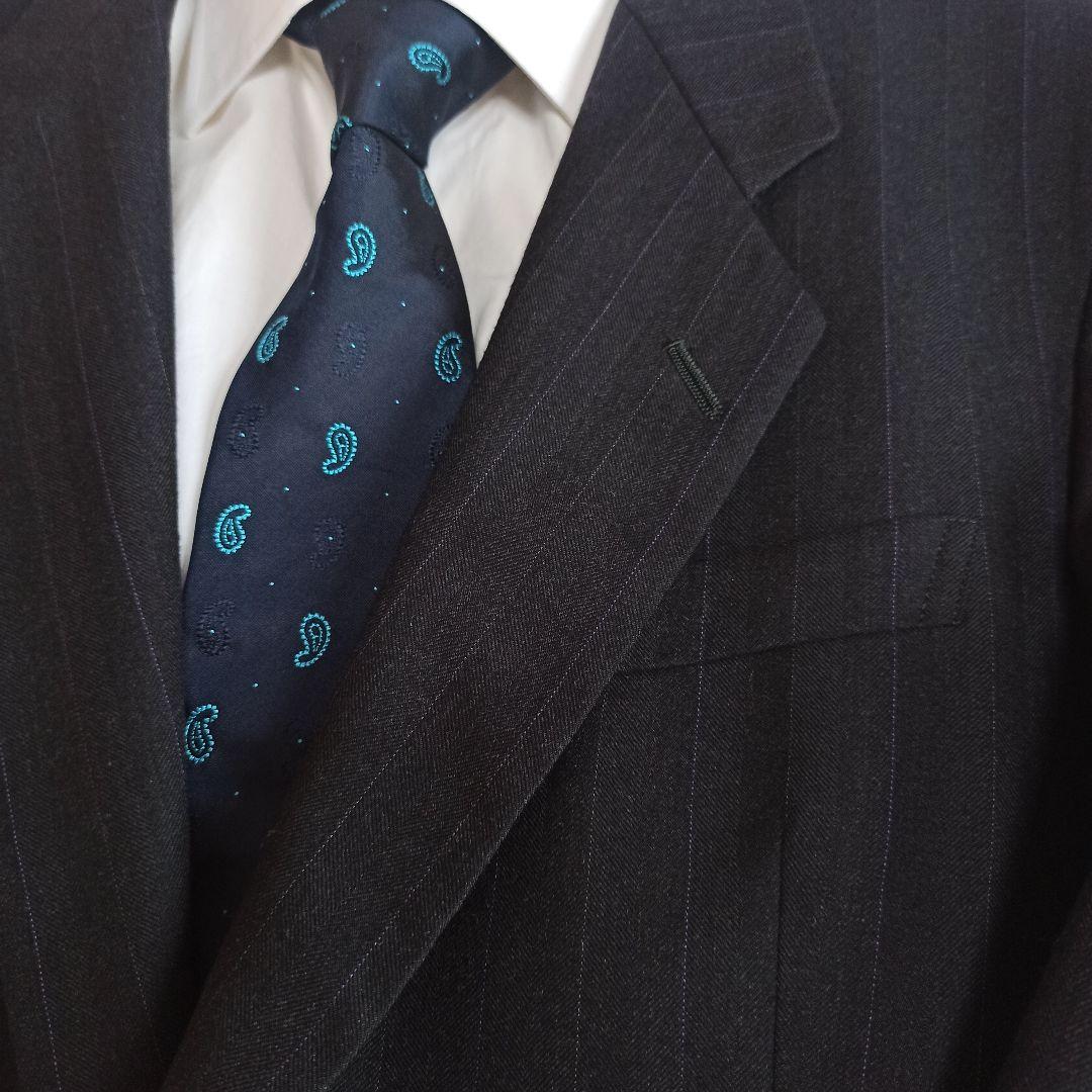 美品 ポールスミス カノニコ スーツ 2B ストライプ チャコールグレー M