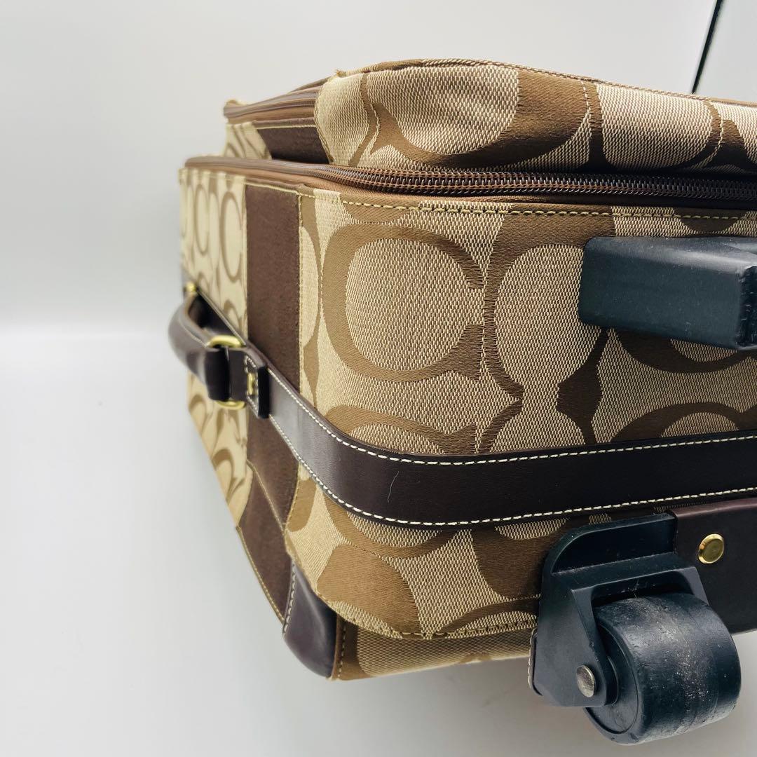 【美品】COACH コーチ　キャリーケース　ブラウン　シグネチャー　レザー