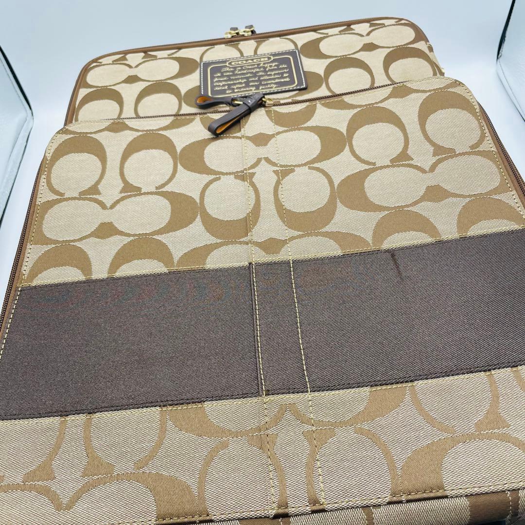 【美品】COACH コーチ　キャリーケース　ブラウン　シグネチャー　レザー