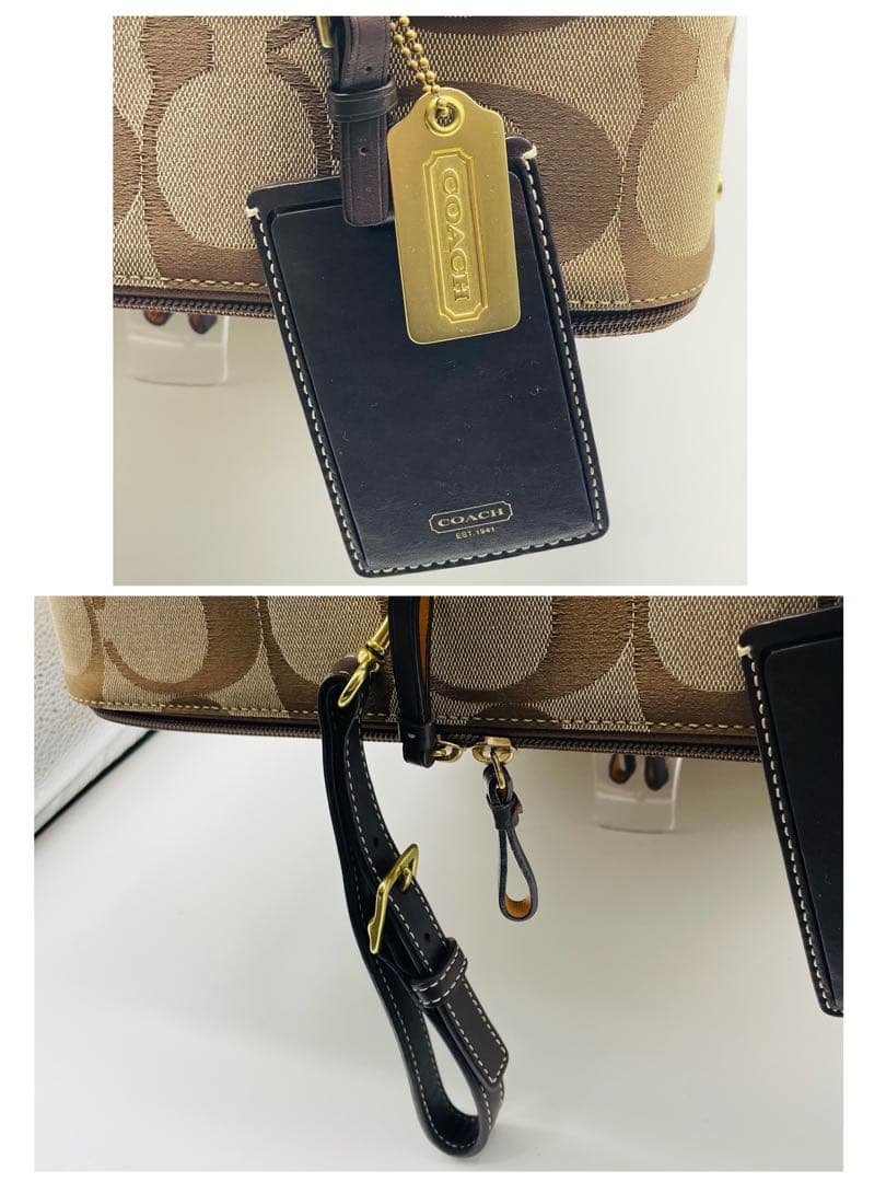 【美品】COACH コーチ　キャリーケース　ブラウン　シグネチャー　レザー