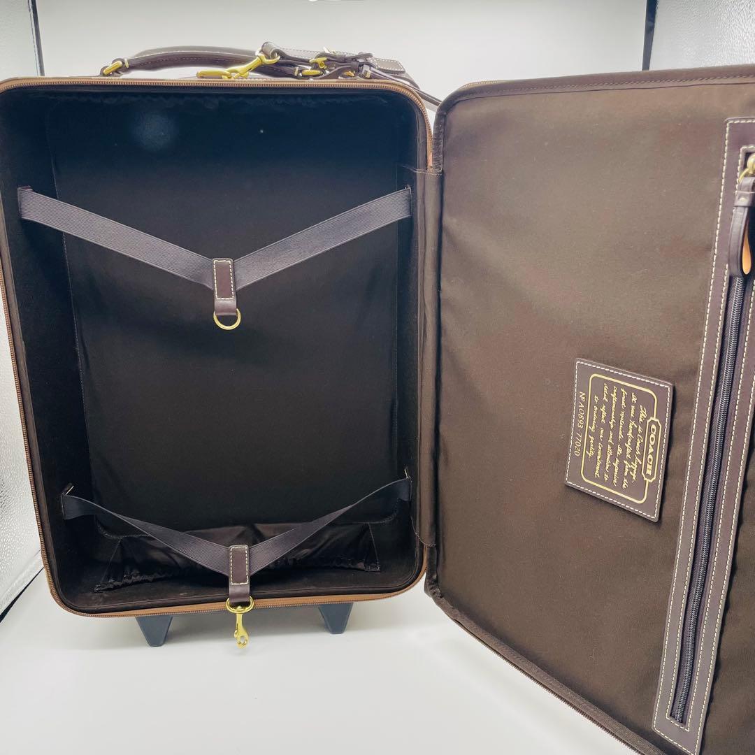 【美品】COACH コーチ　キャリーケース　ブラウン　シグネチャー　レザー