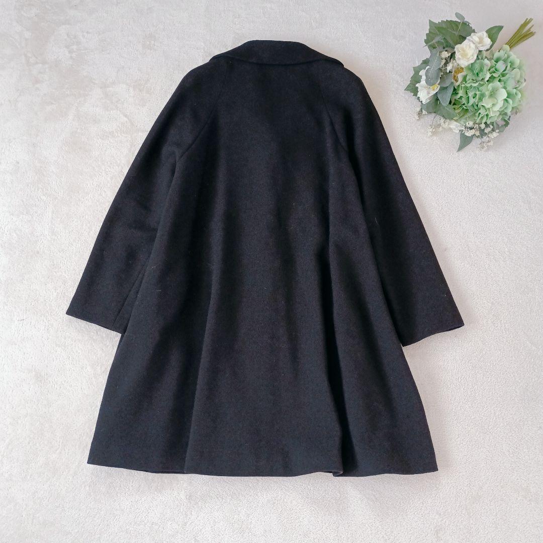 sybilla シビラ ウール100% ロングコート L 黒 赤くるみボタン