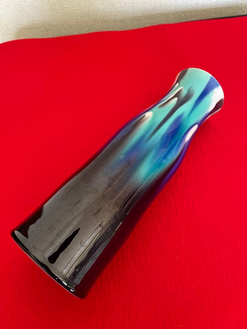 人間国宝 三代 徳田八十吉 彩釉 花入 管理T293 共箱 共布 陶歴付