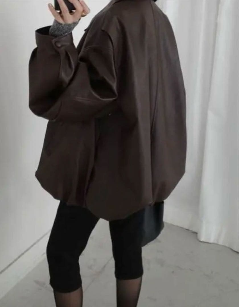 CLANE フェイクレザーオーバーサイズバルーンジャケット