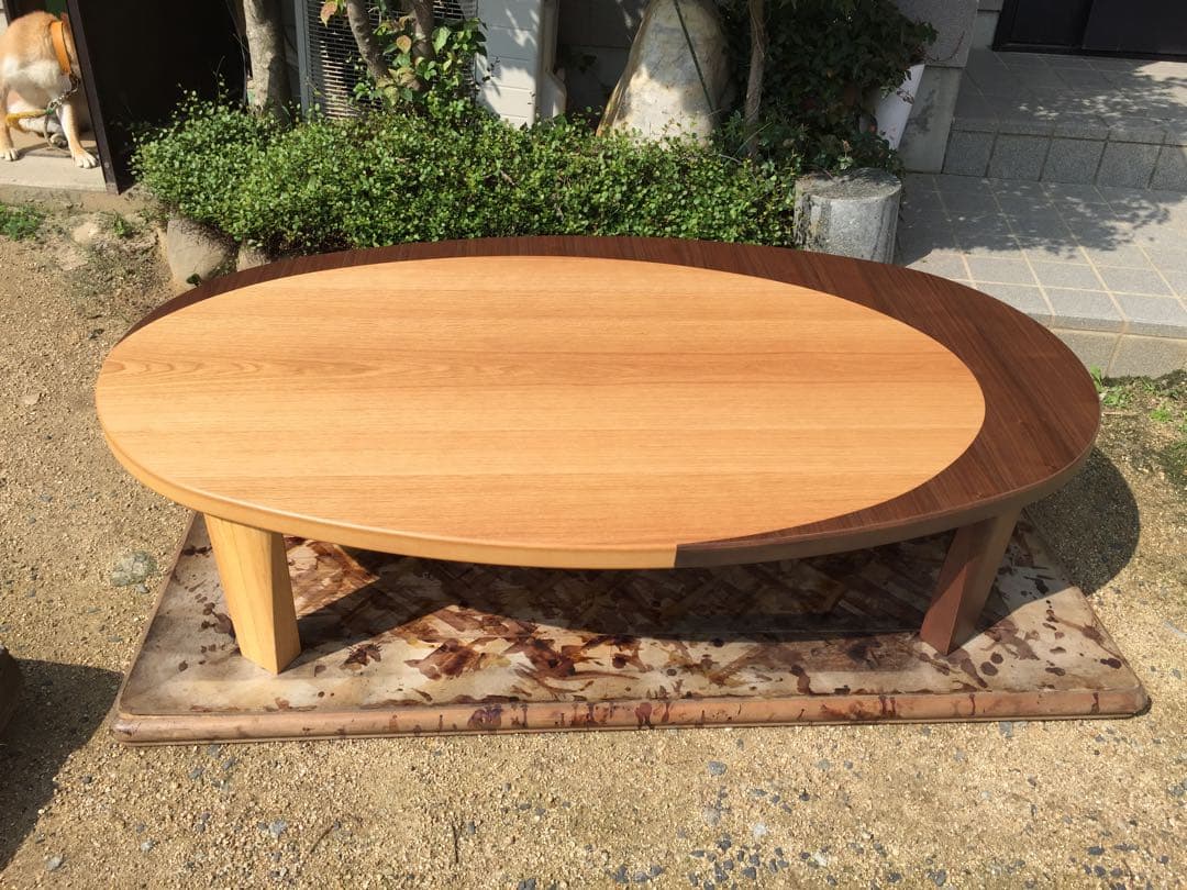 リビングテーブル楕円150折りたたみ脚・日本製