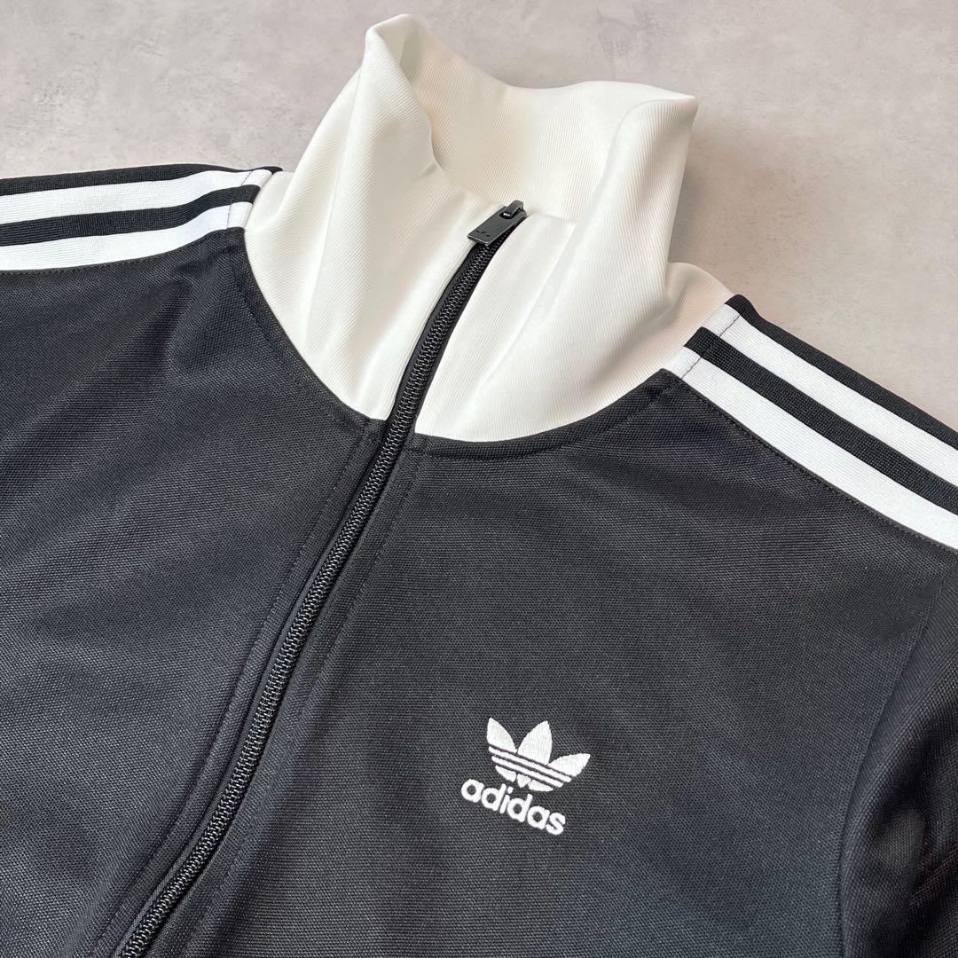 adidas トラックジャケット ブラック ホワイト M