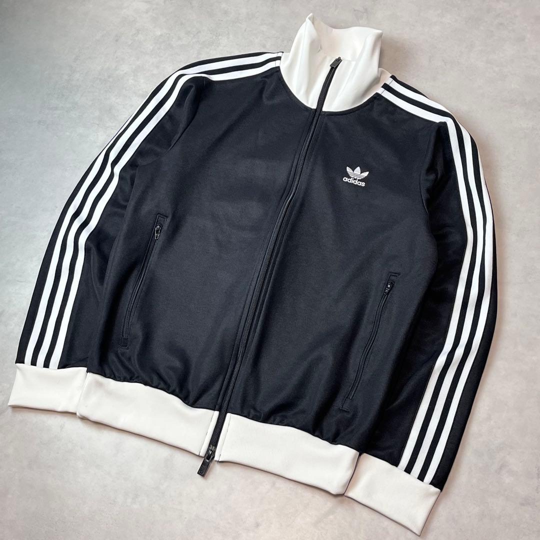 adidas トラックジャケット ブラック ホワイト M