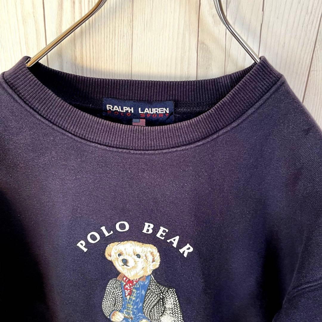 POLO　ポロラルフローレン　ベアー刺繍　スウェットトレナー　レディースM　紺