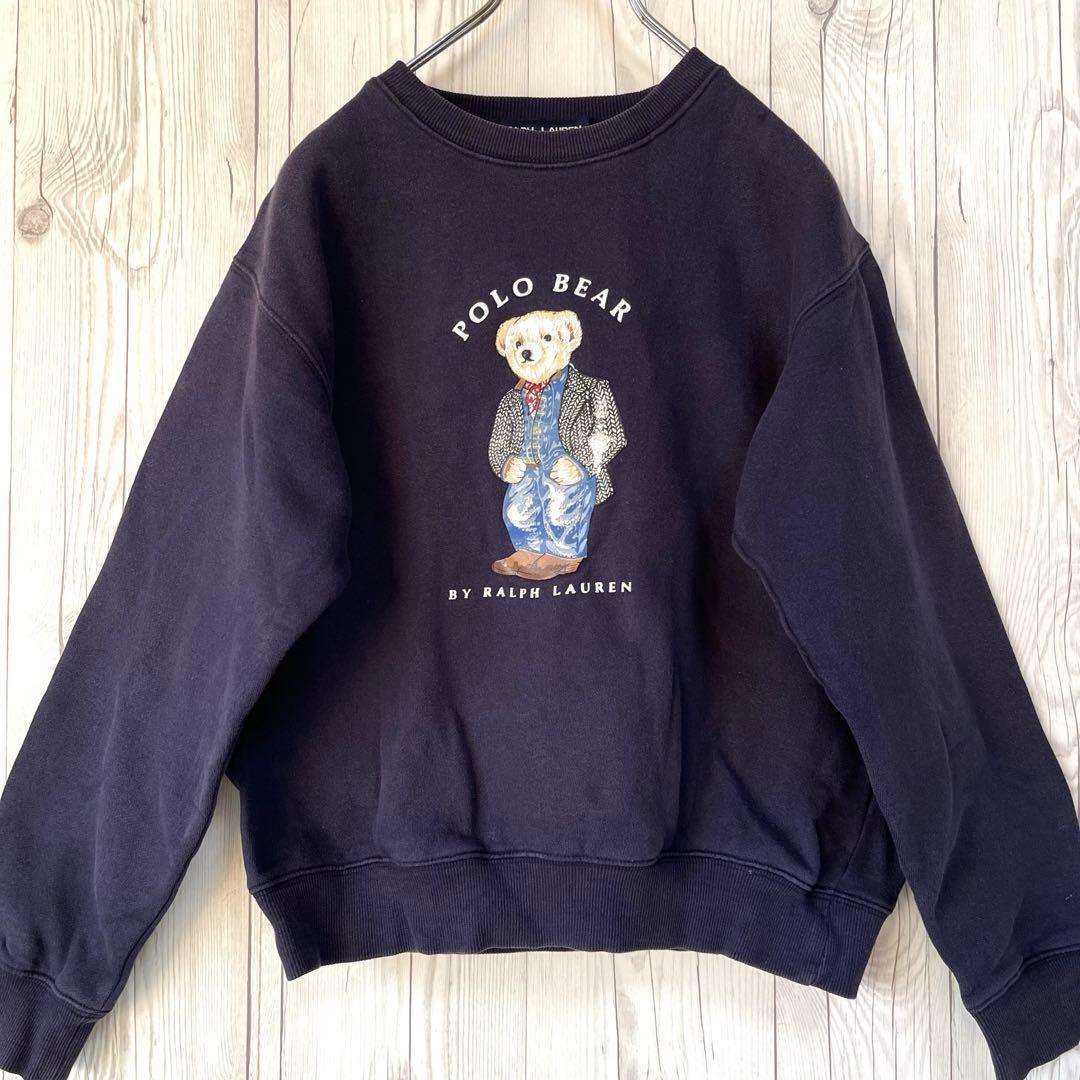 POLO　ポロラルフローレン　ベアー刺繍　スウェットトレナー　レディースM　紺