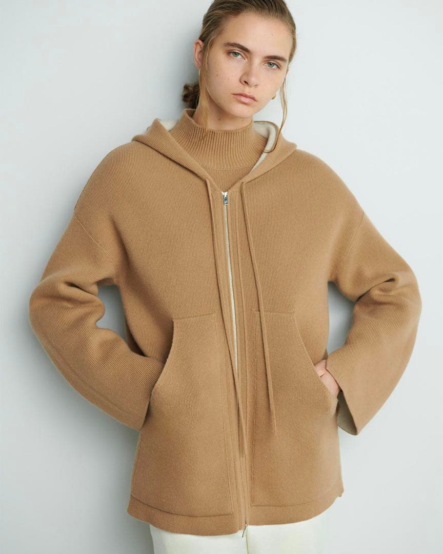 完売品 美品Theory セオリー ダブルフェイスニットフーディー カシミヤ混