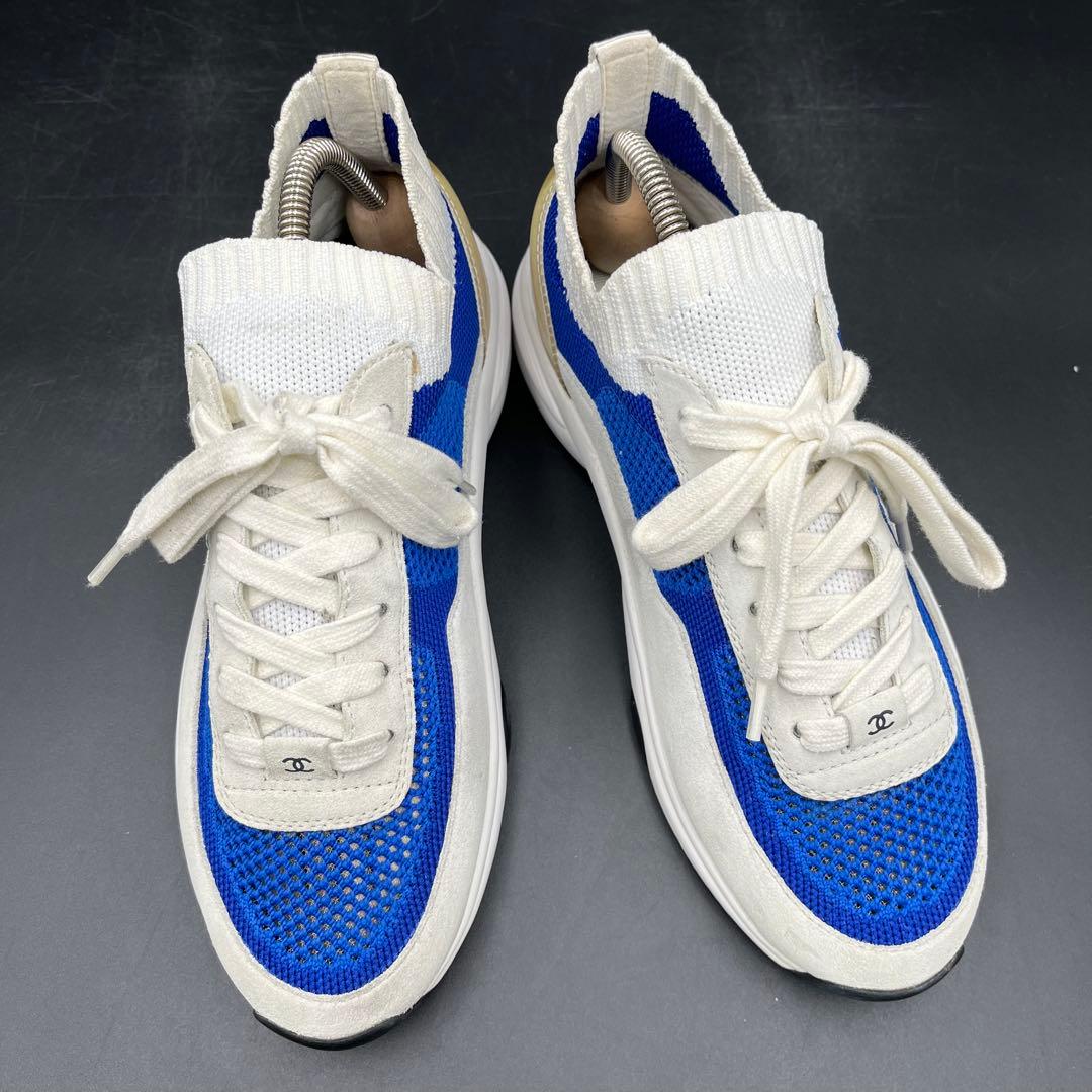 美品✨ シャネル ココマーク ニットファブリック レディース スニーカー