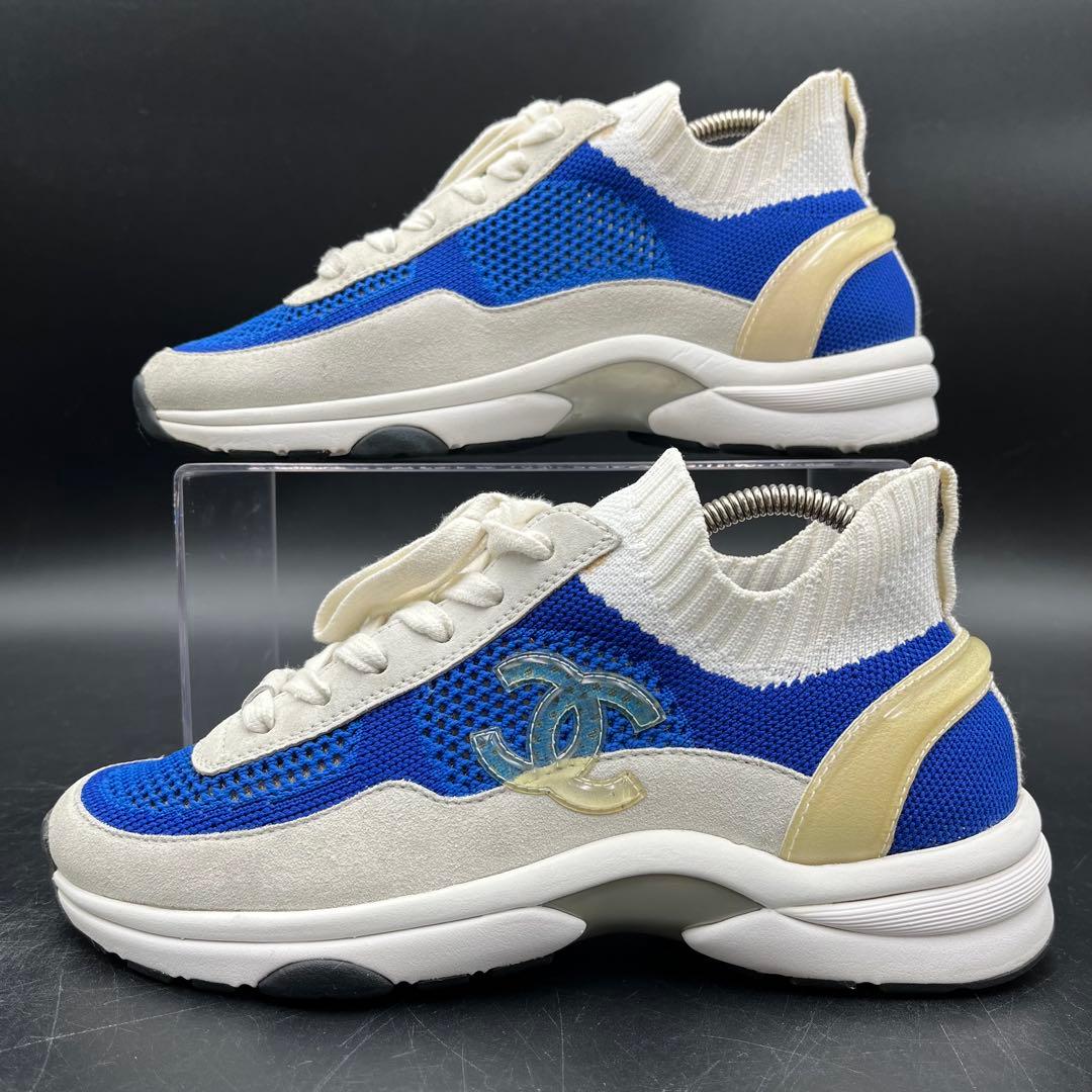 美品✨ シャネル ココマーク ニットファブリック レディース スニーカー