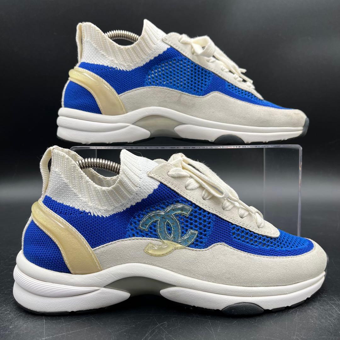 美品✨ シャネル ココマーク ニットファブリック レディース スニーカー