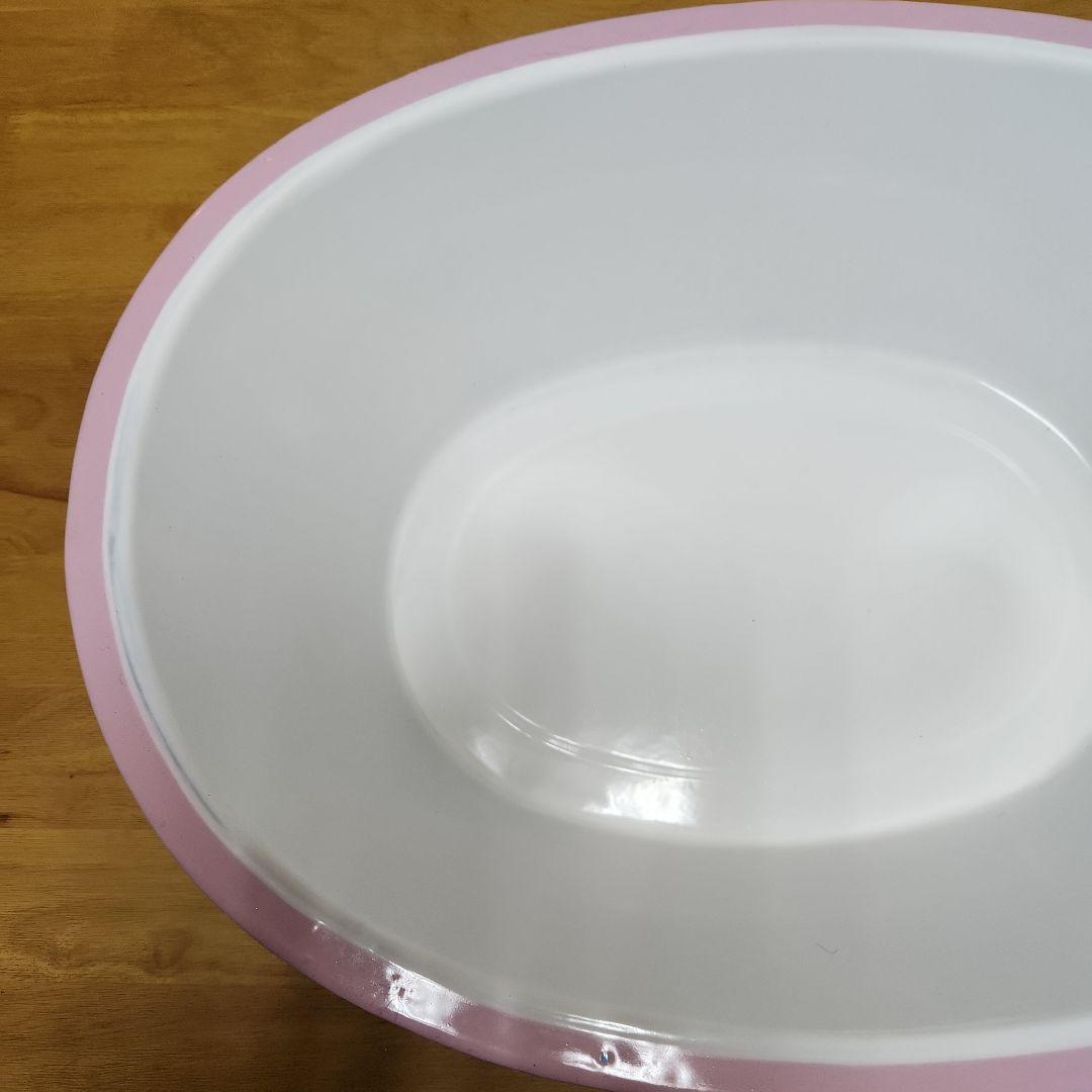 再々値下げ！希少/日本製/白×ピンク/ホーロー/ベビーバス/約66×49
