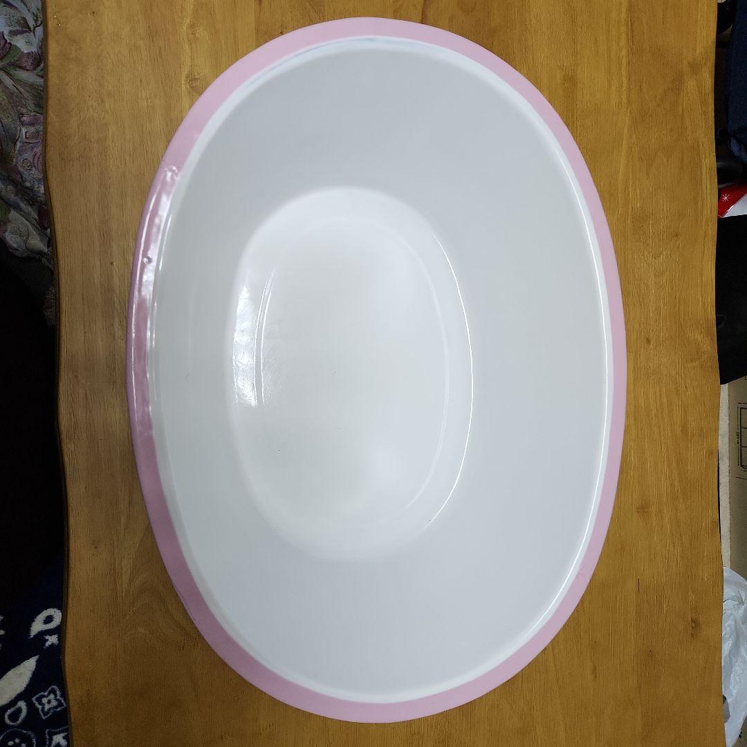 再々値下げ！希少/日本製/白×ピンク/ホーロー/ベビーバス/約66×49