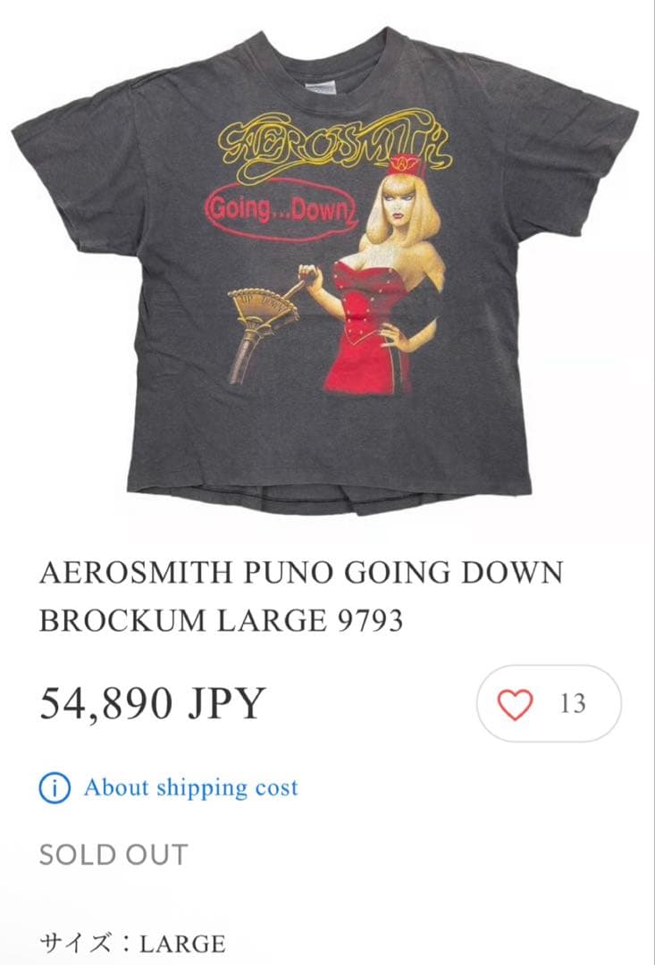 超希少 XL 90s AEROSMITH GOING DOWN ヴィンテージ