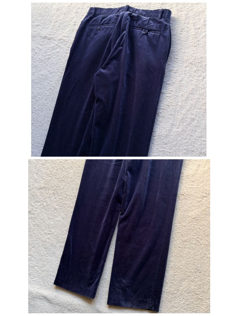 超激レア✨ポロバイラルフローレン ベロアパンツ スラックス ブルー系 32/32