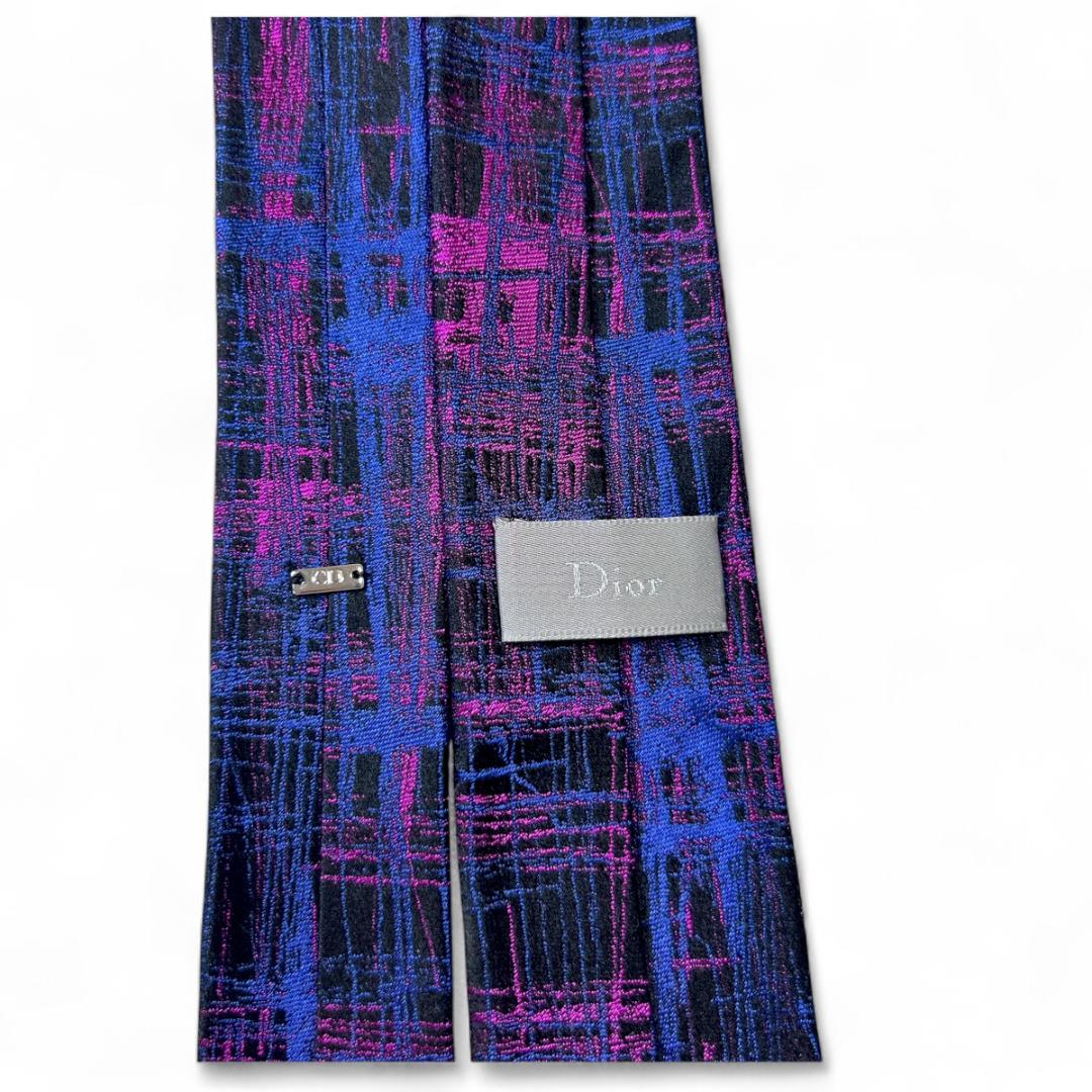 美品　ディオールオム DiorHomme ナロー 紫紺 ジャカード ネクタイ