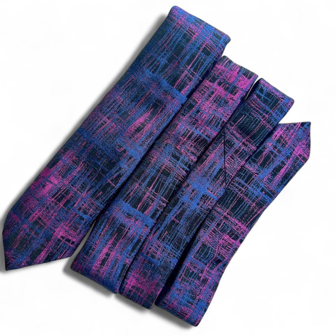 美品　ディオールオム DiorHomme ナロー 紫紺 ジャカード ネクタイ