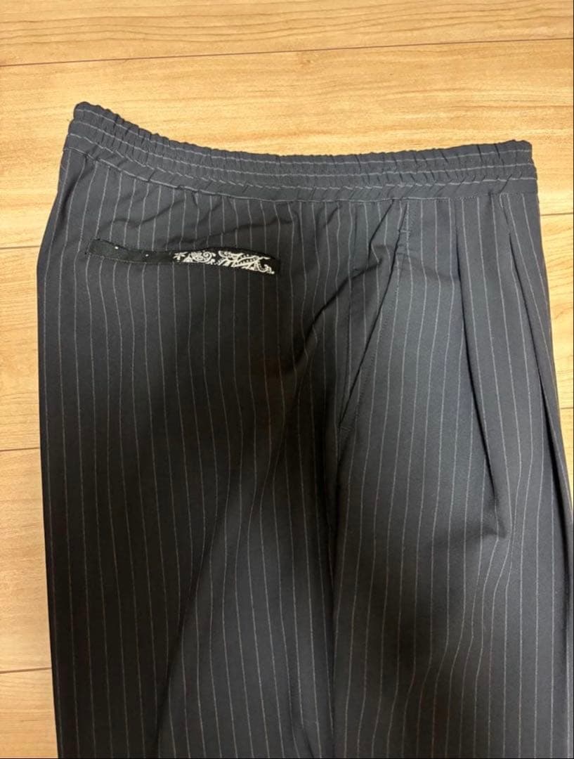 ノリボーwide stripe slacks グレー&ブラック　2本セット