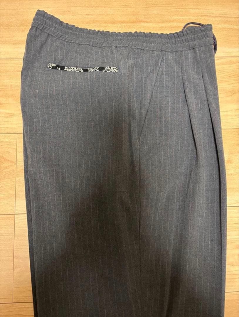 ノリボーwide stripe slacks グレー&ブラック　2本セット